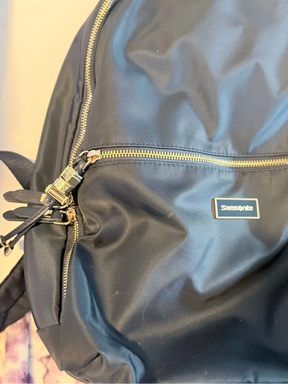 Samsonite Dark Navy Karissa Biz  Backpack 14.1” . Nylon w Gold Hardware Accents